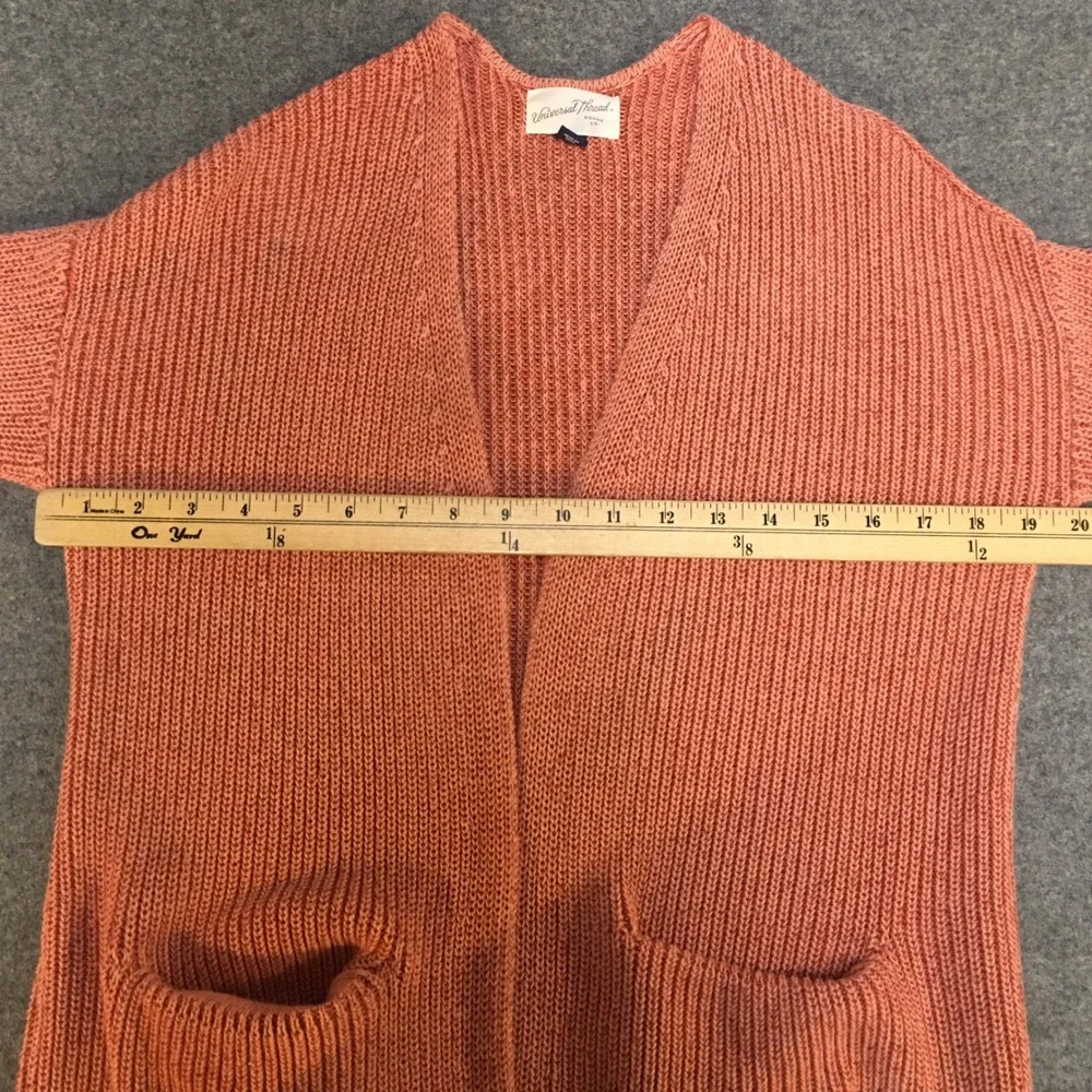 Universal Thread Cardigan Women XS Pink Cotton Shaker Knit Open Front Pocket